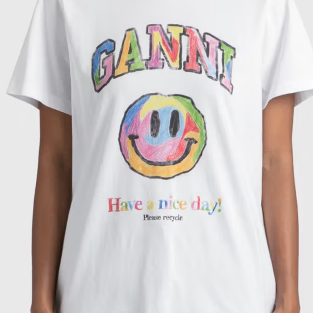 GANNI White Graphic T-Shirt